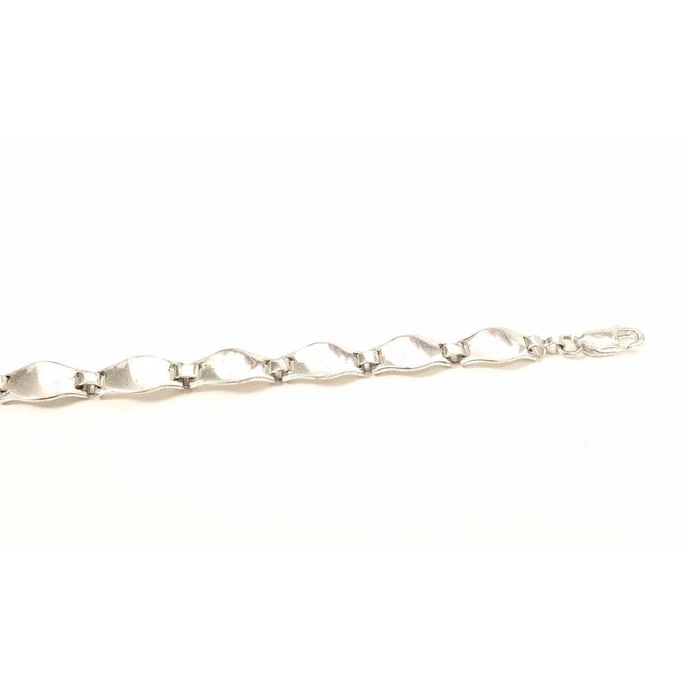 Shiny Sterling‎ Silver Panel Linked Bracelet*7-5/8